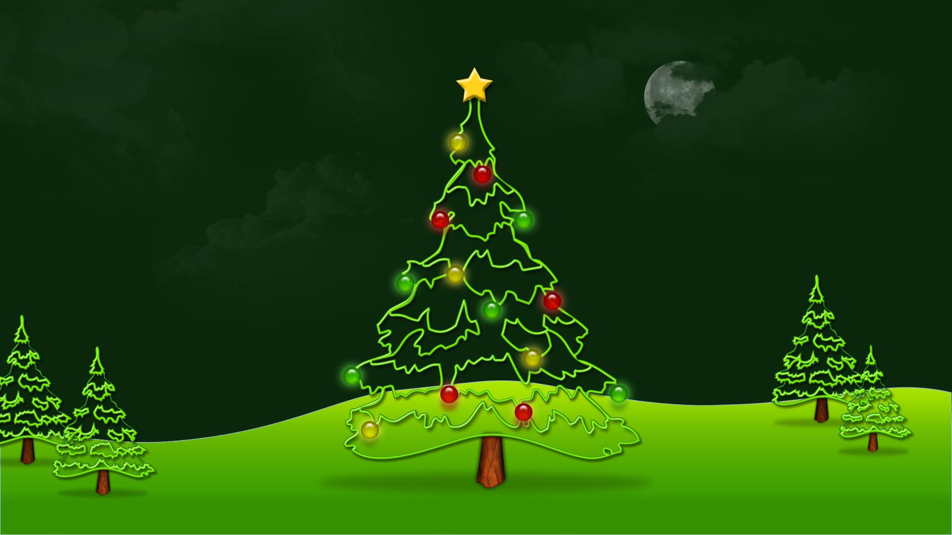 Christmas Tree Cartoon Wallpaper HD