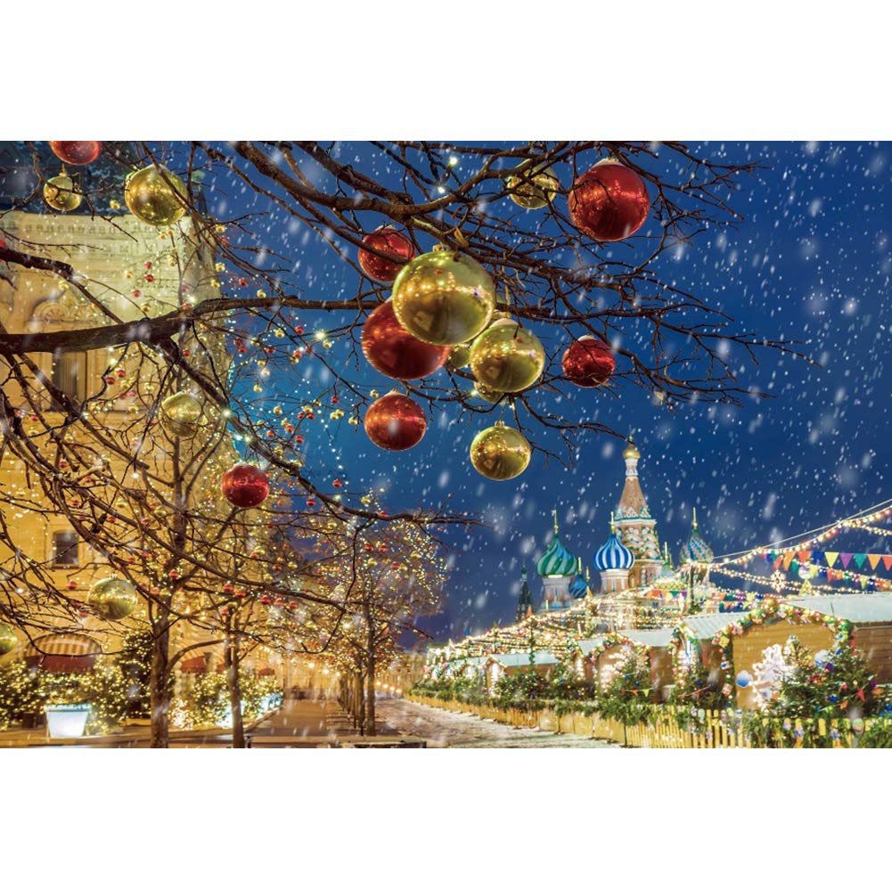 Buy OERJU 5x4ft Winter Snowfall Photography Background for Christmas Moscow City Night Christmas Balls Garlands City Lights Happy Year Backdrop Party Decor Banner Photo Studio Props Home Wallpaper Online at Low Price