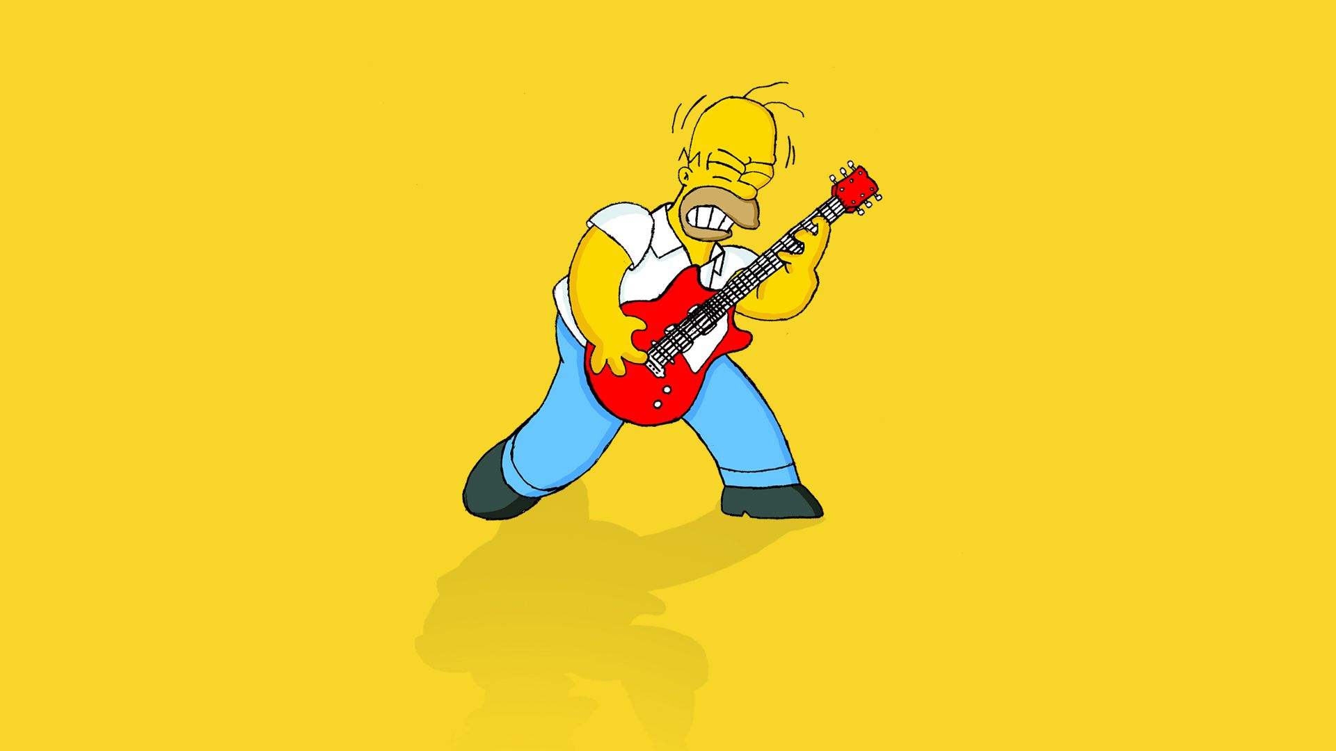 Homer The Simpsons Yellow Guitar HD Wallpaper, Cartoon Comic HD