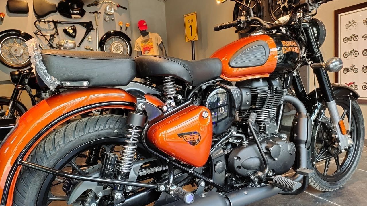 orange royal enfield classic 350