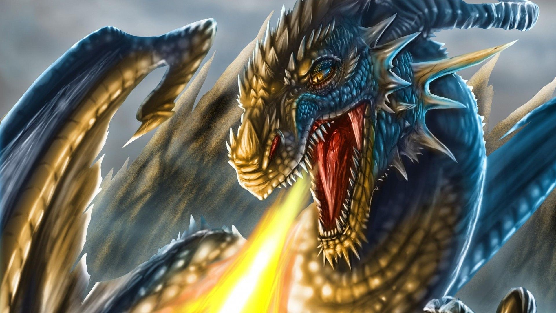 fantasy Art, Dragon, Face, Head, Fire, Teeth, Scales, Wings, Dragon Wings Wallpaper HD / Desktop and Mobile Background