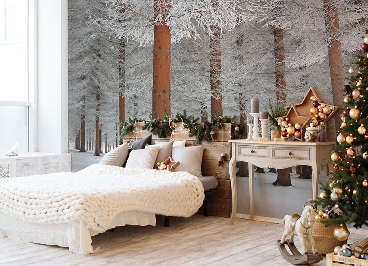 Create A Winter Wonderland With This Removable Christmas Wallpaper
