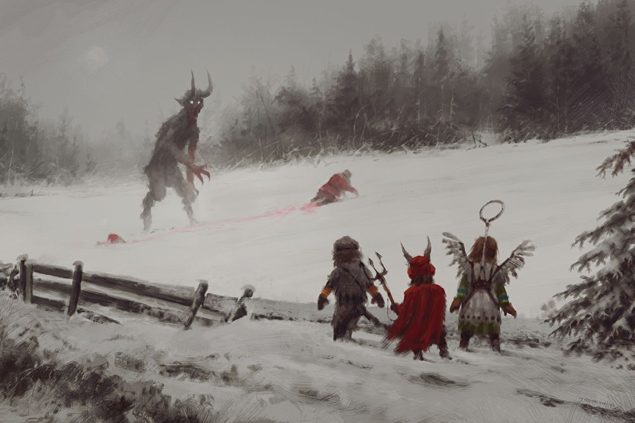 Desktop Wallpaper Demons Blood Winter Fantasy Santa Claus