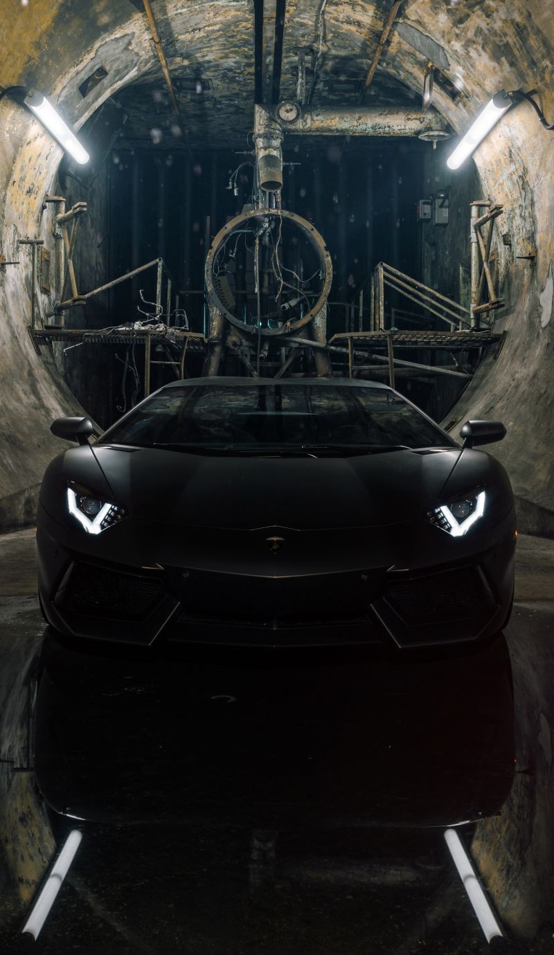 Download Black Lamborghini Aventador Apple iPhone 8, 7, 6S, 6 wallpaper 800x1380