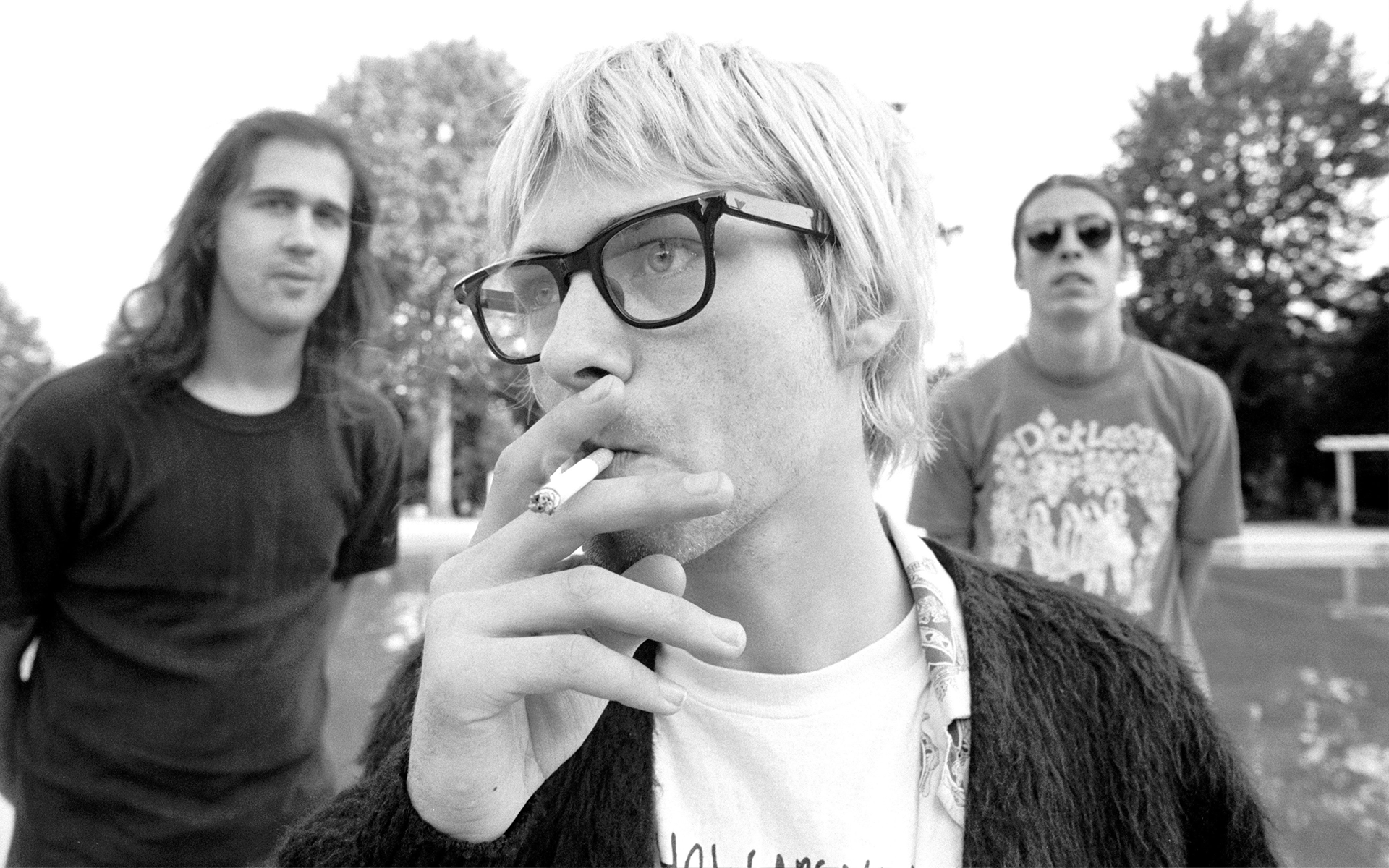 Men Musician Rock Stars Grunge Nirvana Kurt Cobain Krist Novoselic Dave Grohl Monochrome Monochrome Wallpaper:1920x1200