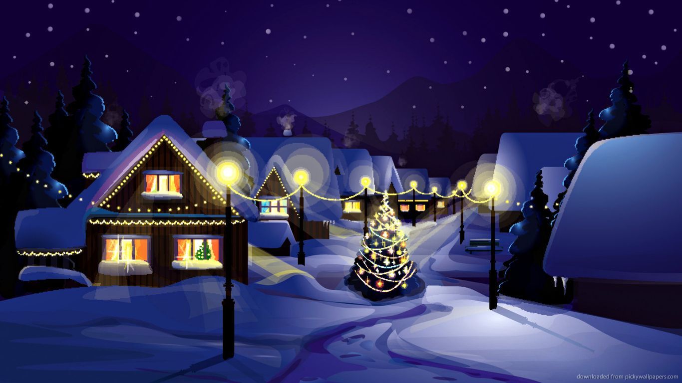 Vector of Winter Landscape for 1366x768. Merry christmas wallpaper, Christmas wallpaper, Christmas village