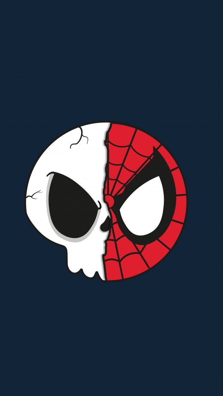 Spider Skull, Spiderman, Headshot, Minimal Wallpaper. Minimal Wallpaper, Superhero Wallpaper, Spiderman