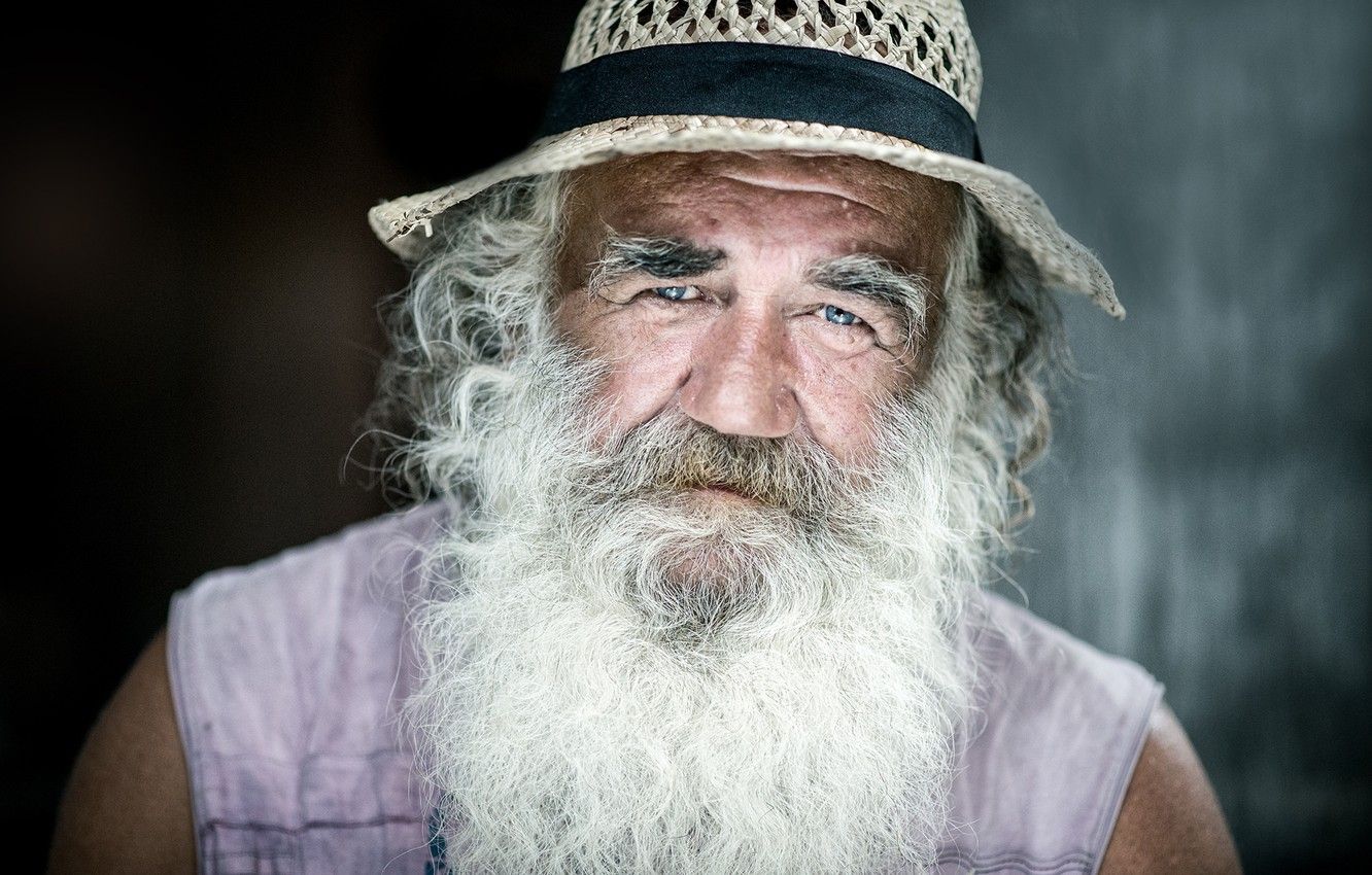 Wallpaper bear, hat, old man, bearded, direct gaze image for desktop, section мужчины