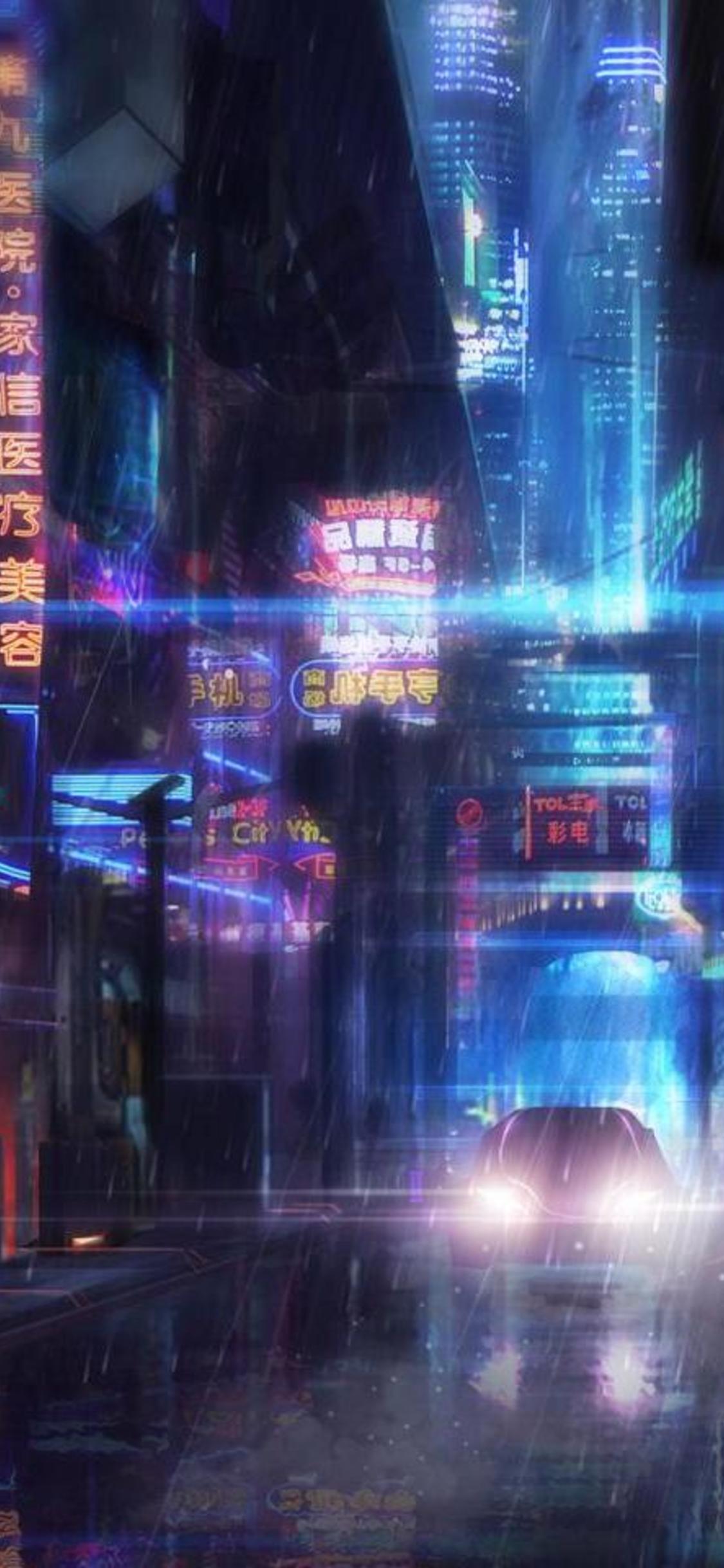 Download Illuminated Lights Cyberpunk Iphone Wallpaper