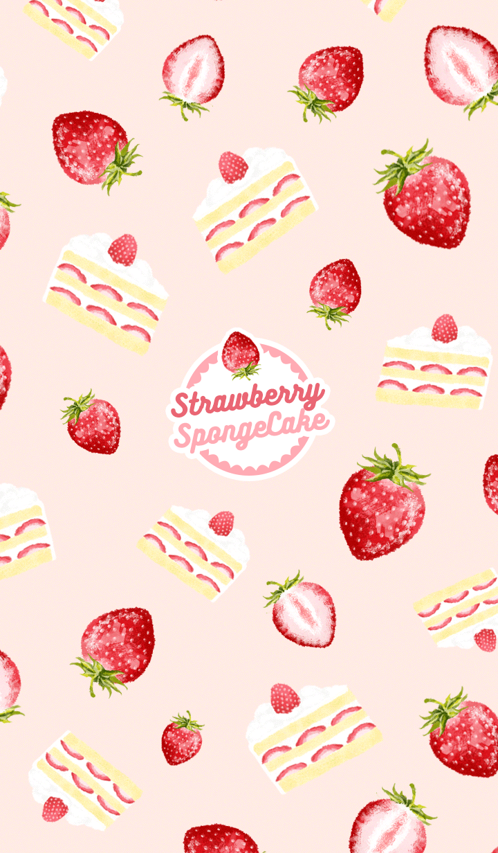 Let's fill your theme with strawberry sponge cake. Fruit wallpaper, Cake wallpaper, Aesthetic iphone wallpaper