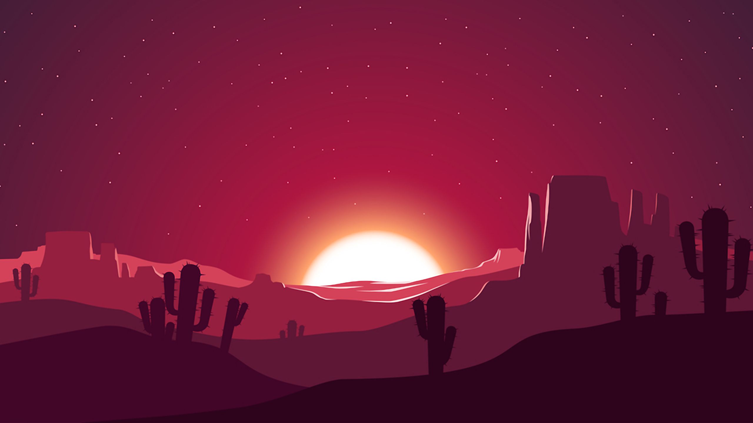 Cactus Sunset Desert Stars Landscape Silhouette, HD Artist, 4k Wallpaper, Image, Background, Photo and Picture