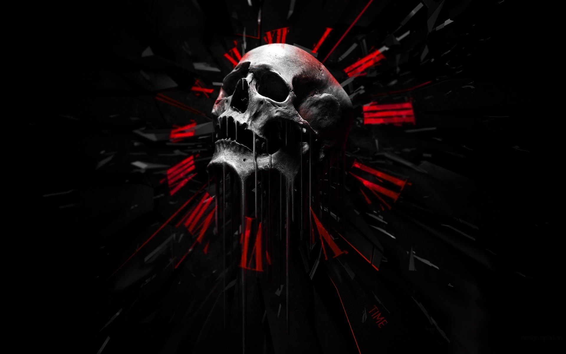abstract, skulls, black, dark, red, white wallpaper