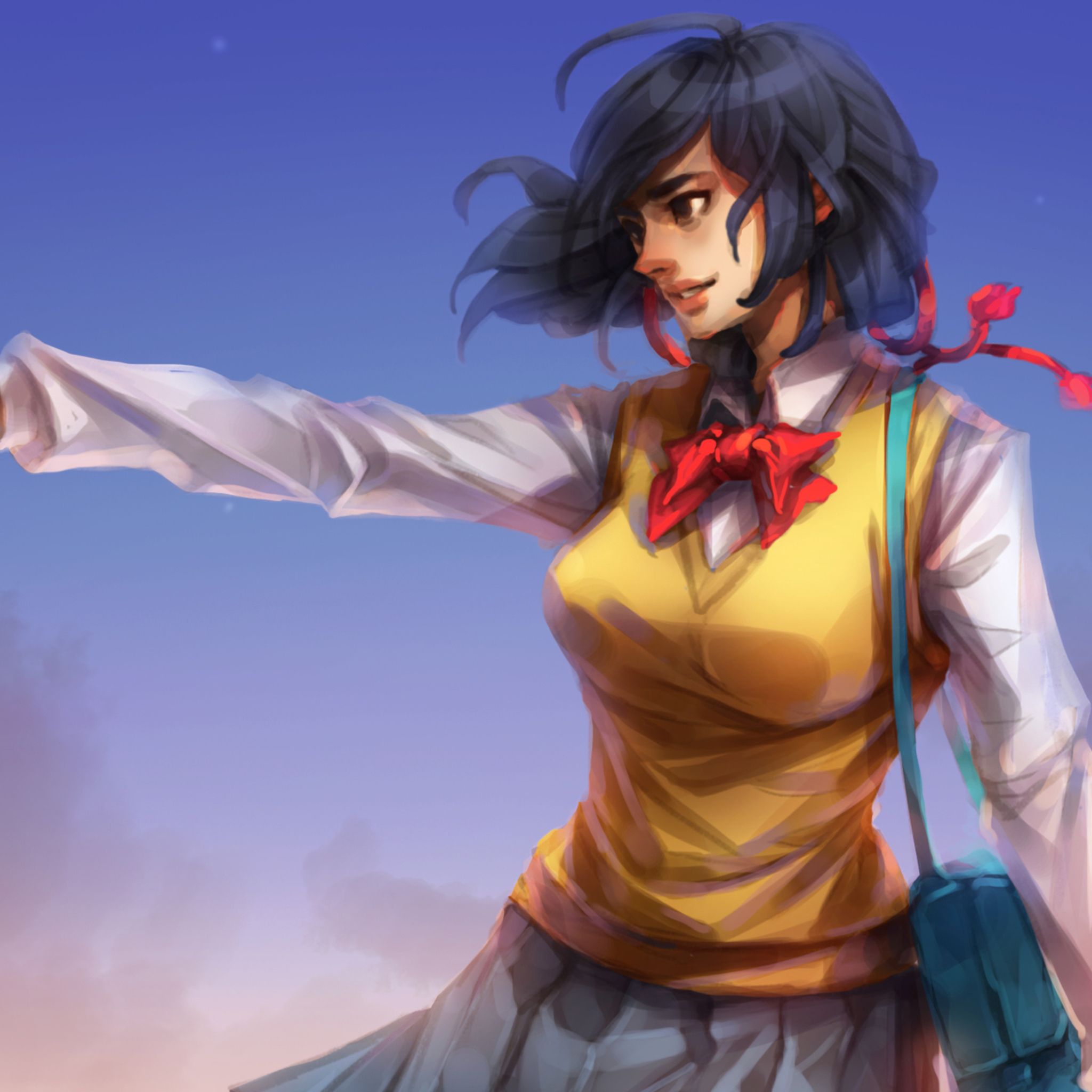 Anime School Girl Art iPad Air HD 4k Wallpaper, Image, Background, Photo and Picture