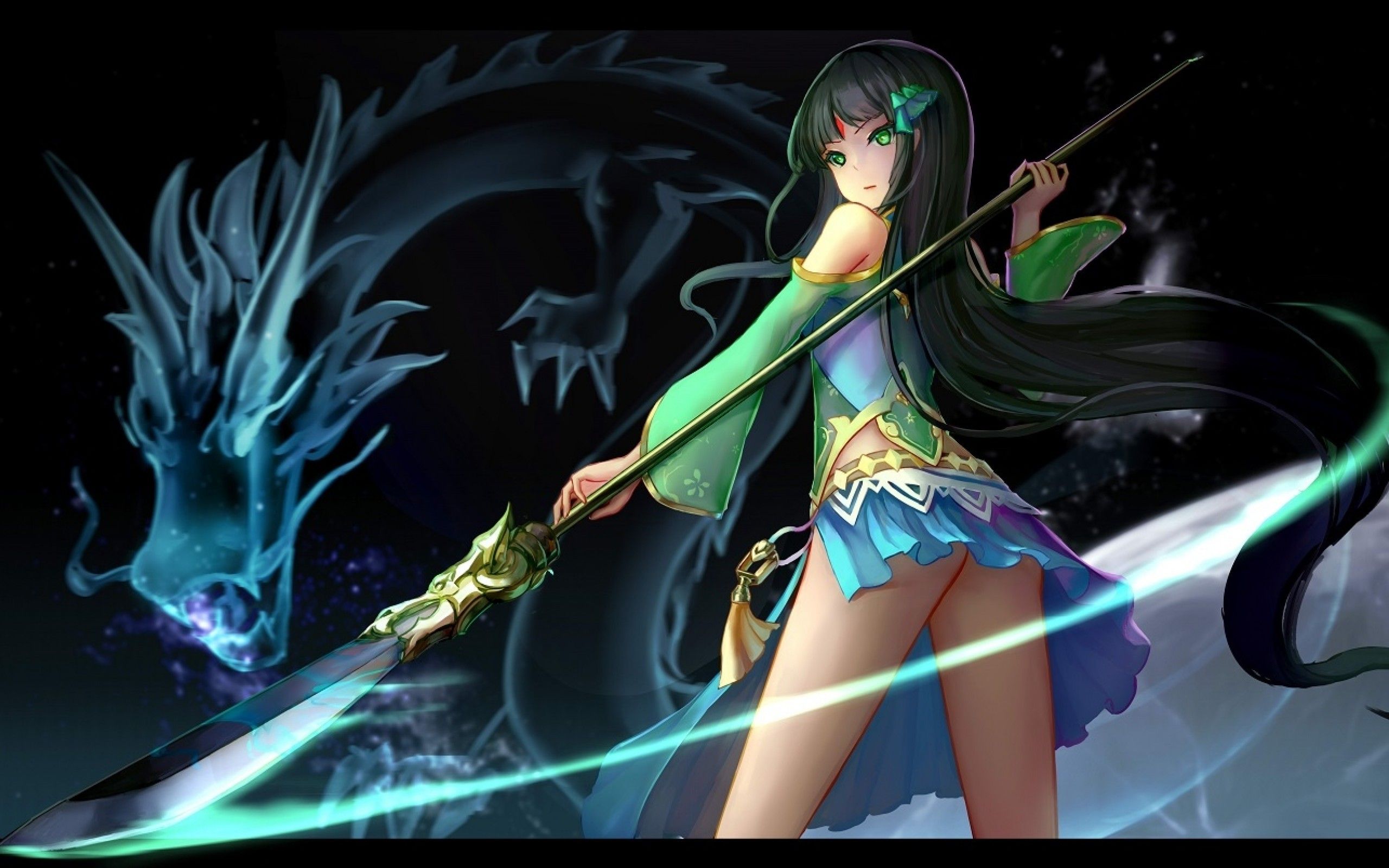 Anime Girl With Dragon Wallpaper