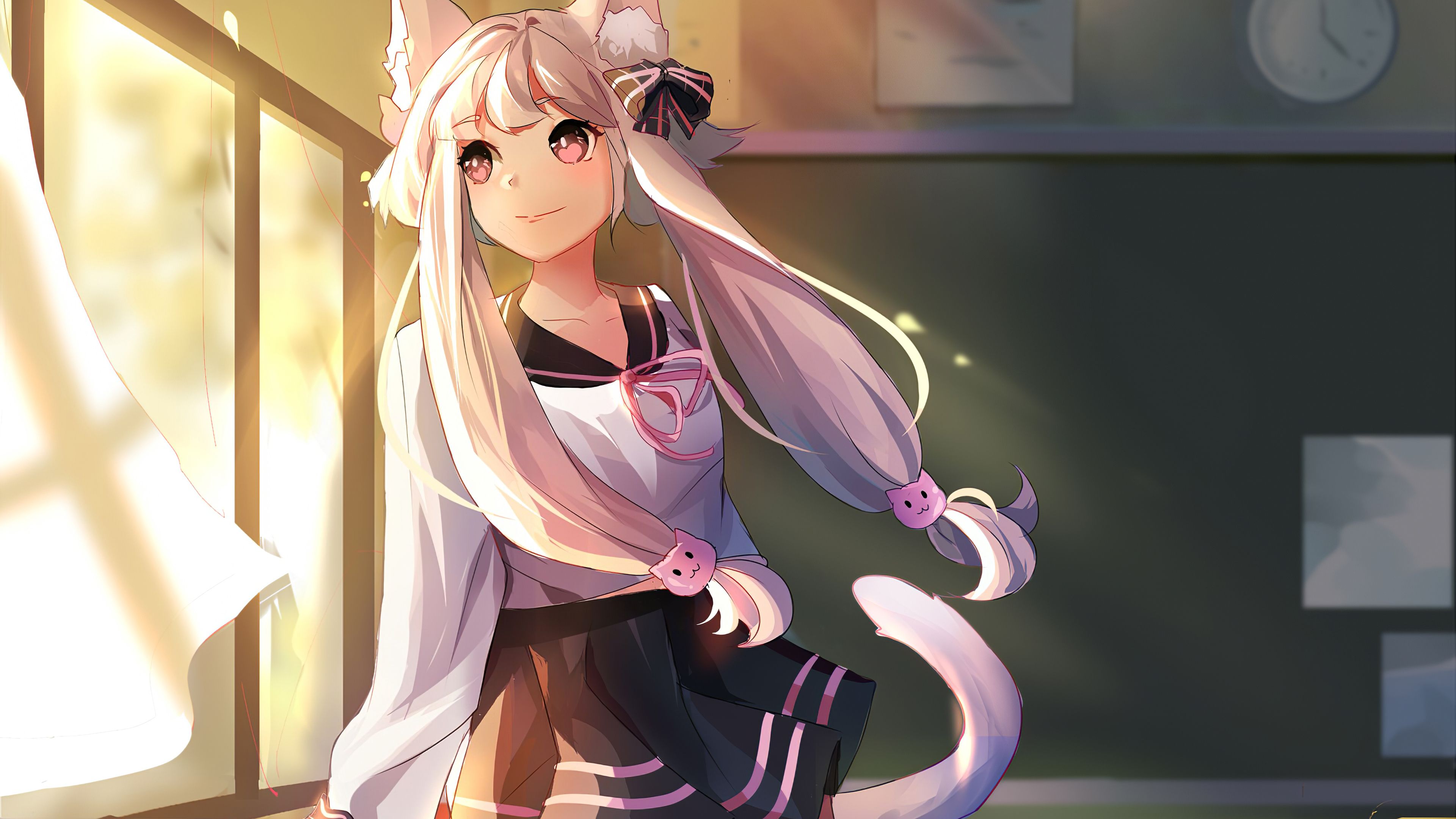 Anime Girl In School 4k HD Wallpaper