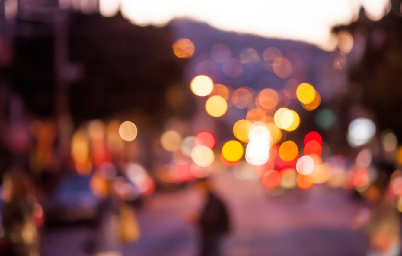Wallpapers the city, lights, people, street, the evening, bokeh, blurry lights image for desktop, section город