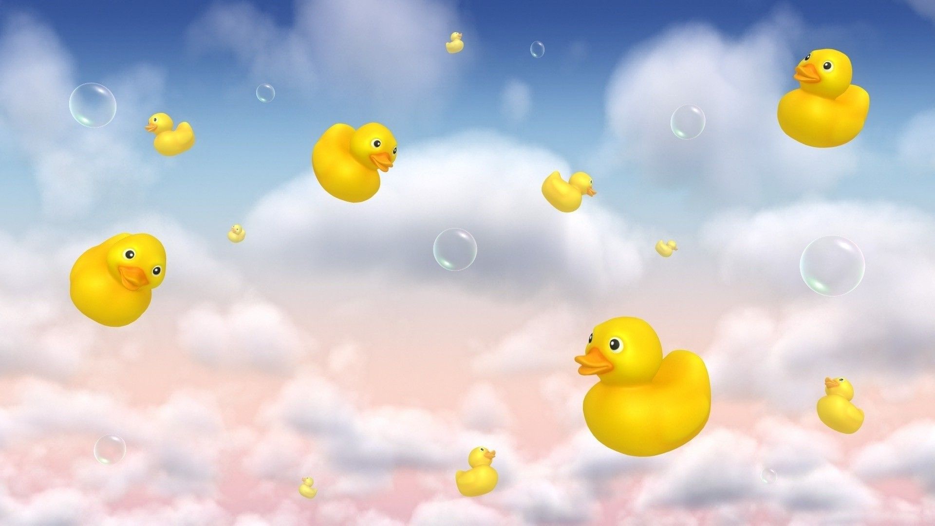 1920x Floating Rubber Ducks And Bubbles HD Wallpaper