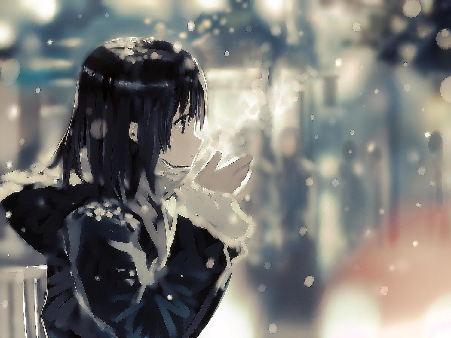 anime, Anime girls, Cold, Short hair, Winter Wallpaper HD / Desktop and Mobile Background