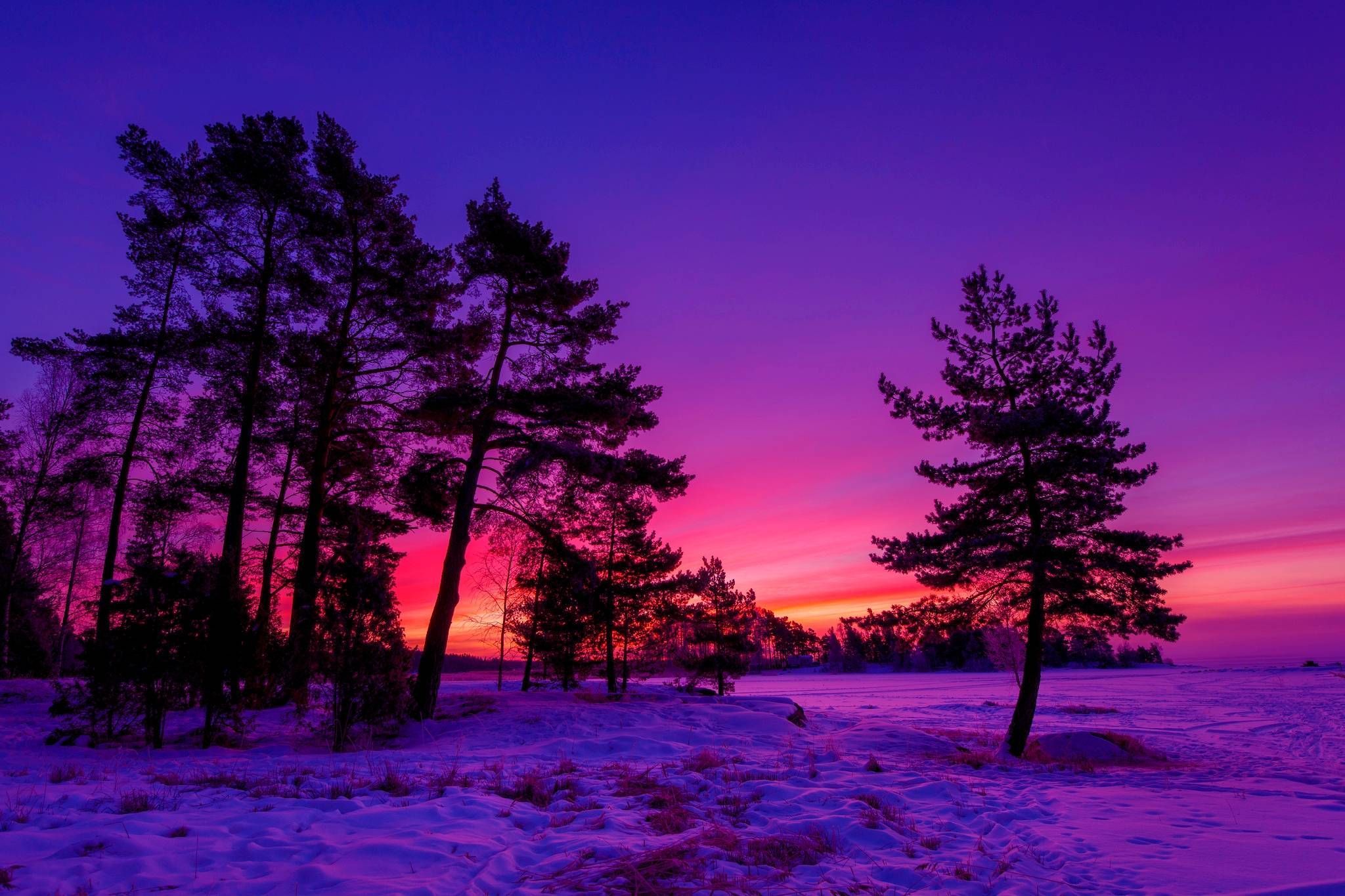 HD Winter Sunset Wallpaper. Download Free. Winter landscape, Sunset wallpaper, Winter background