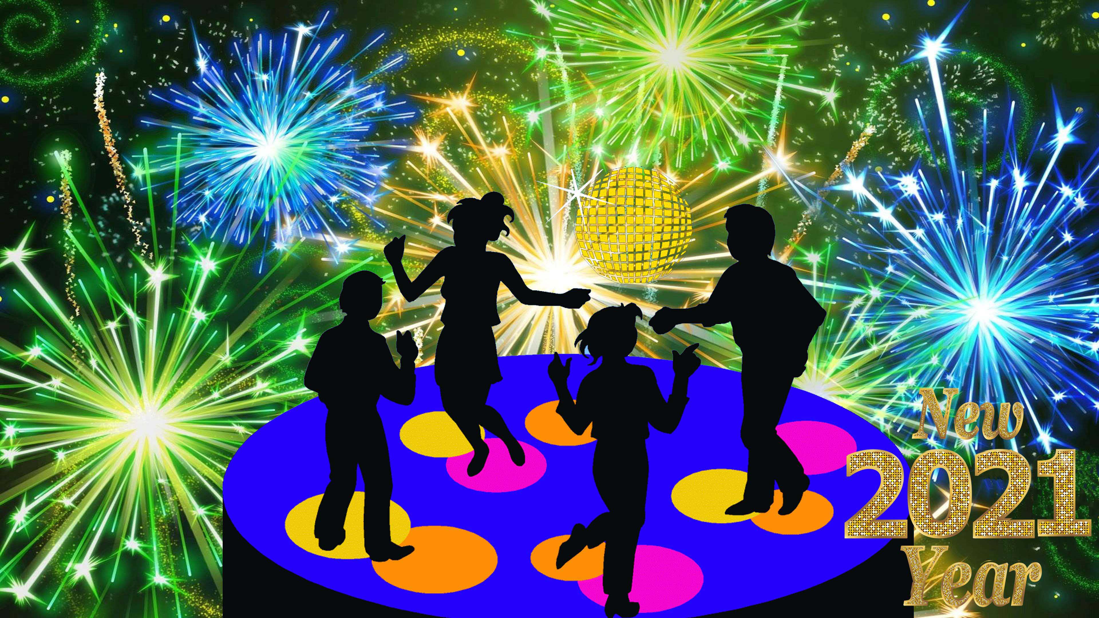 New Year's Eve 2021 Disco Music Dancing Celebration Fireworks Greeting Card New Year HD Wallpaper For Mobile Phones And Computer, Wallpaper13.com