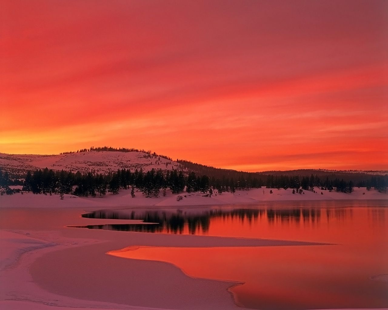 Winter Sunset Wallpaper Desktop Background For Free