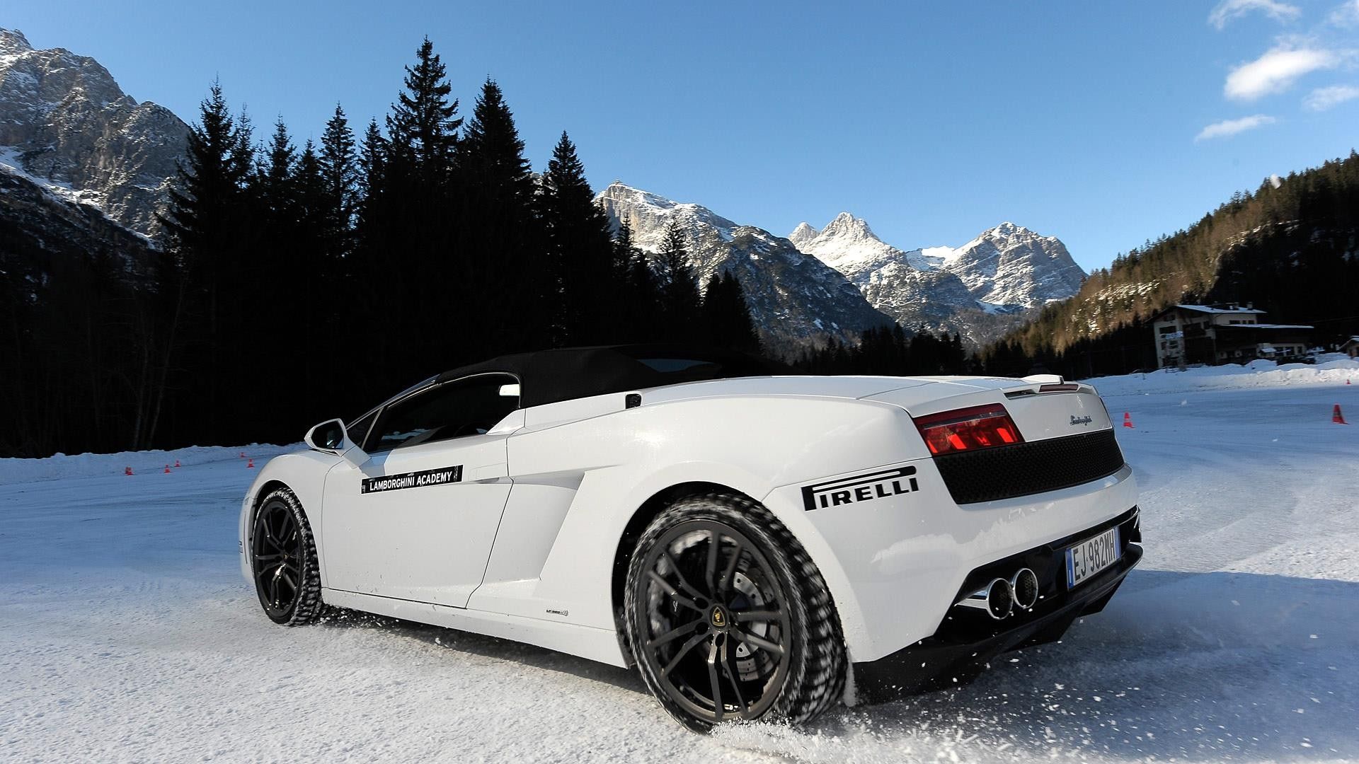 winter, cars, Lamborghini Gallardo Spyder wallpaper