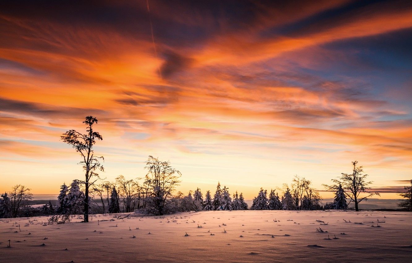 Wallpaper winter, the sky, sunset image for desktop, section пейзажи