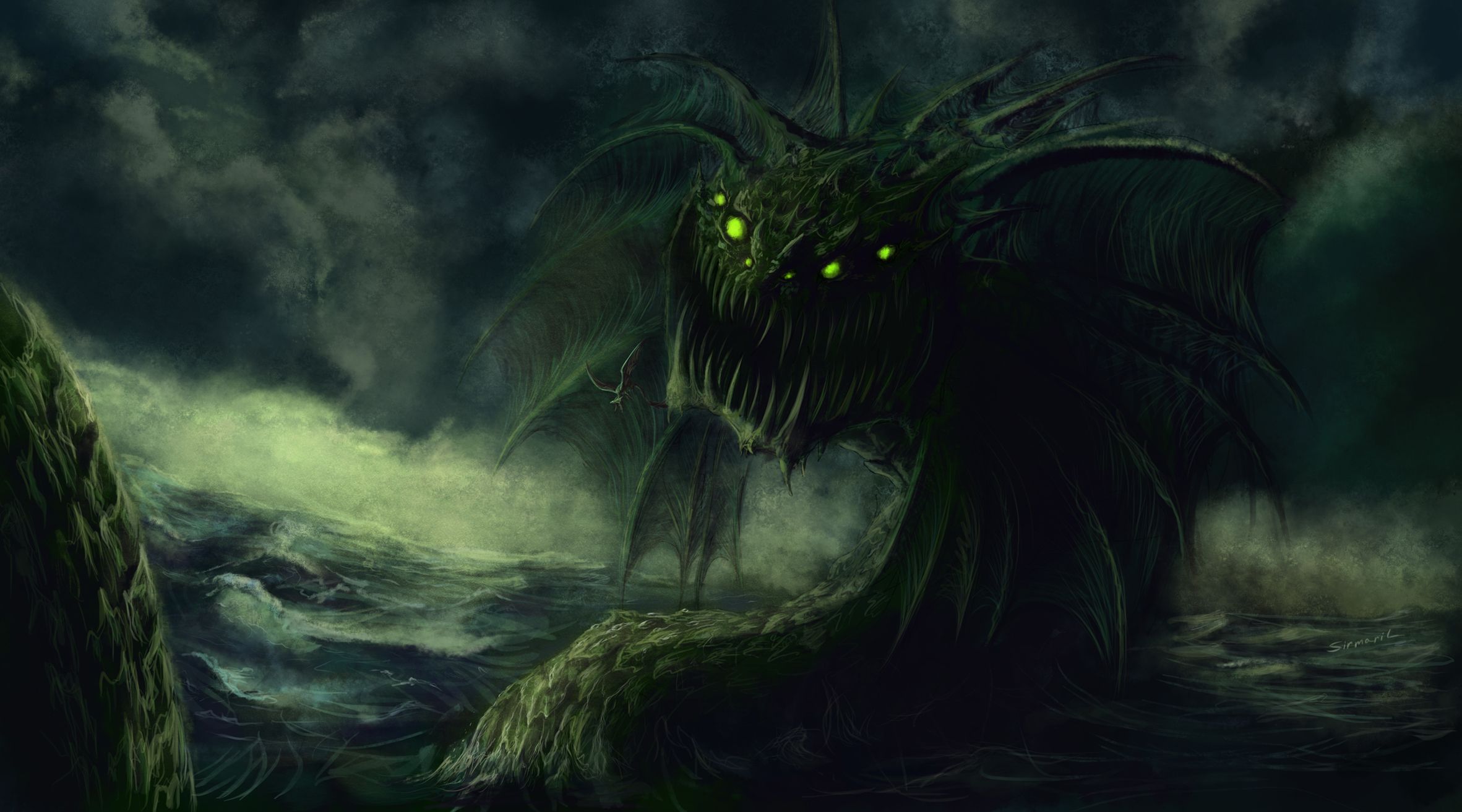 Sea Monster Wallpaper Desktop Background. Sea monsters, Fantasy landscape, Monster artwork