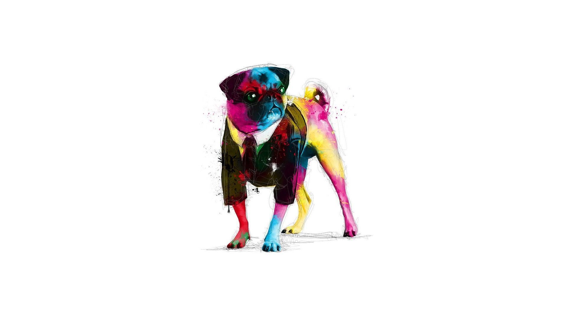 Colorful Pug, Dog, Digital Art .wallpaper House.com