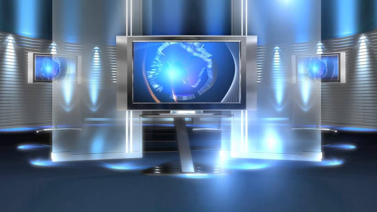 free virtual news studio background virtual set blue long HD. Studio background, Virtual studio, News studio