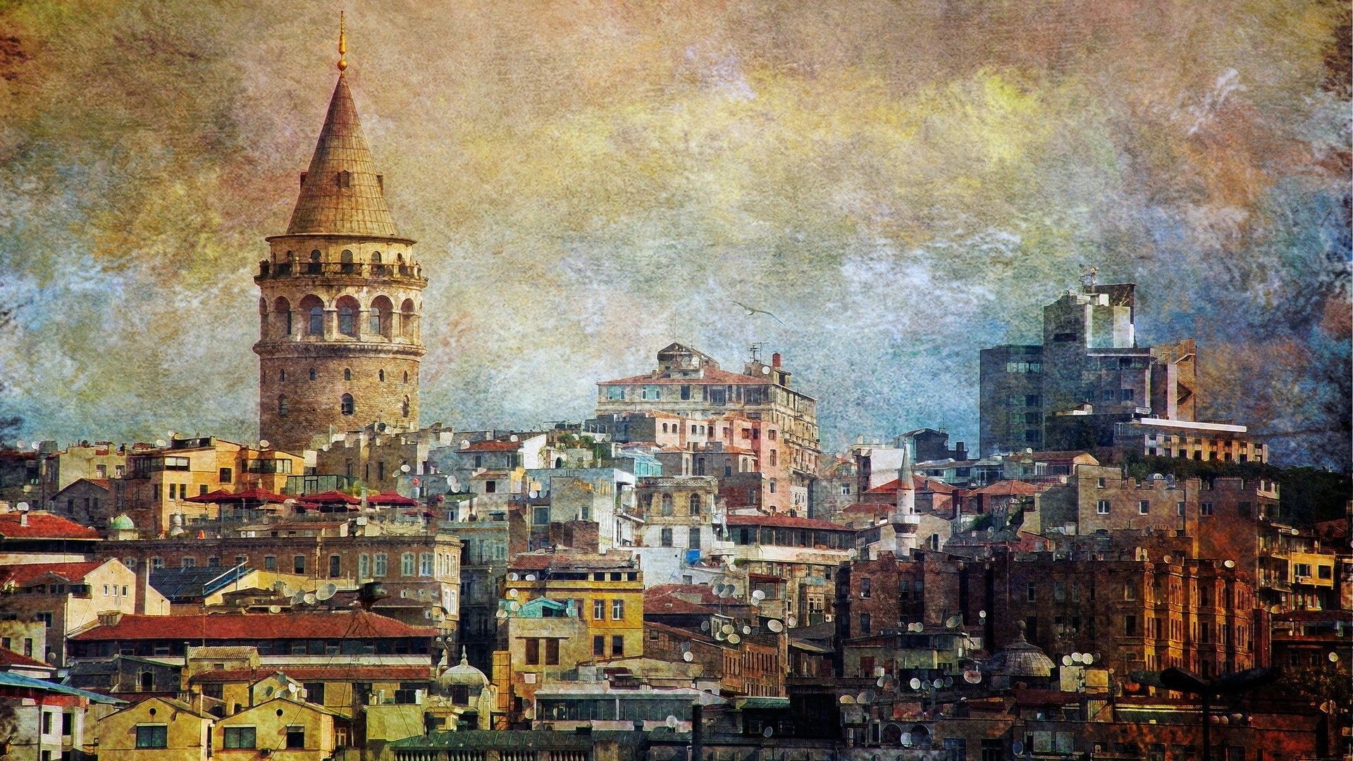 cityscapes, multicolor, Turkey, Istanbul, Galata Tower, cities wallpaper