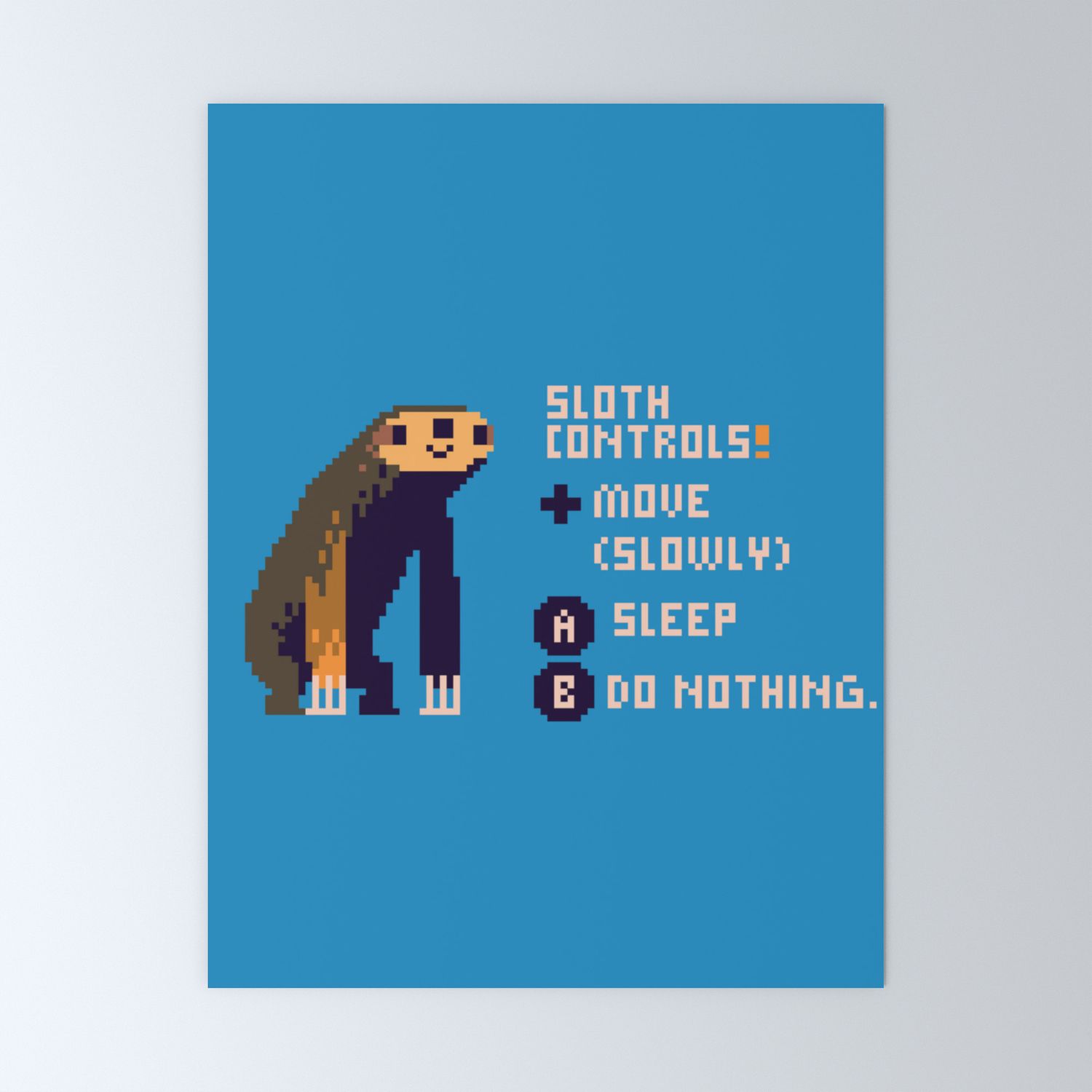 sloth video game controls Mini Art Print