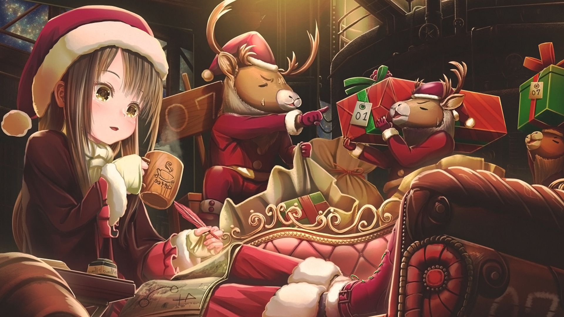 Desktop Wallpapers Christmas, Anime, Anime Girl, Hd Image, Picture, Background, Fdecd5