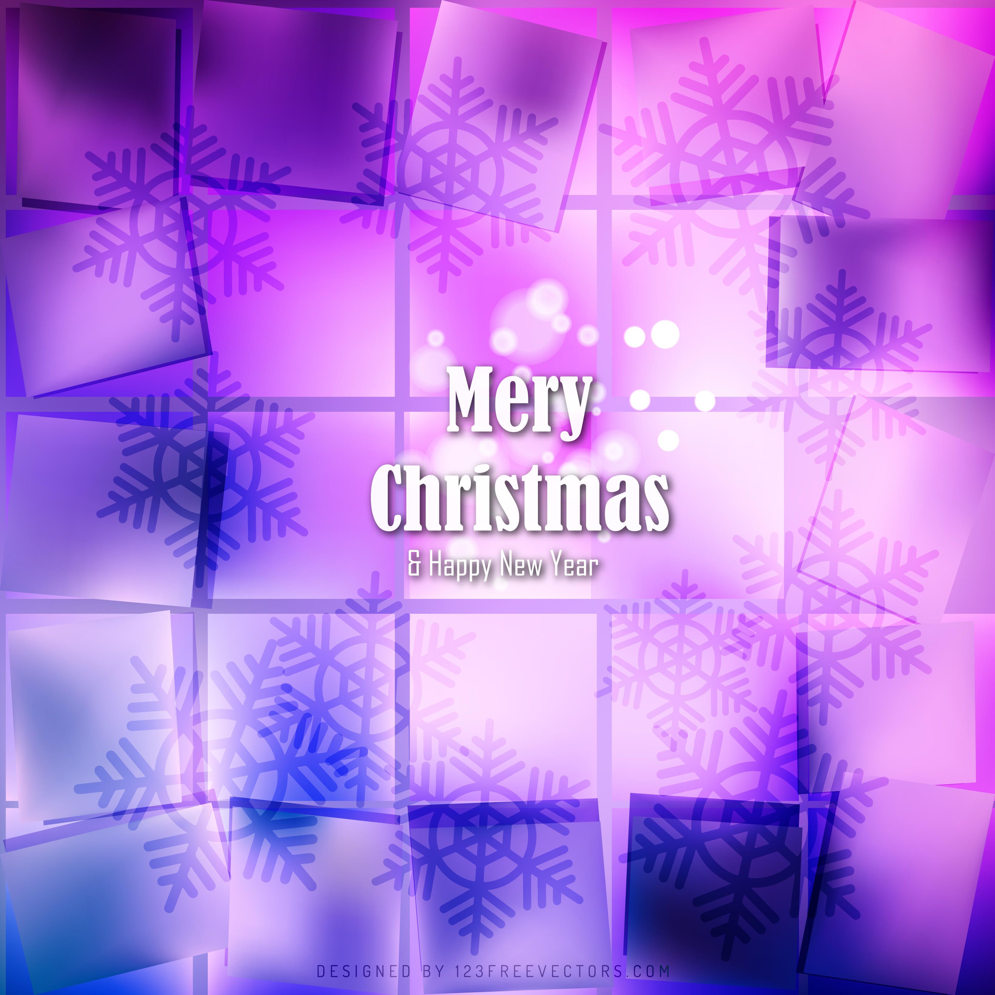 Merry Christmas Blue Purple Background with Snowflakes