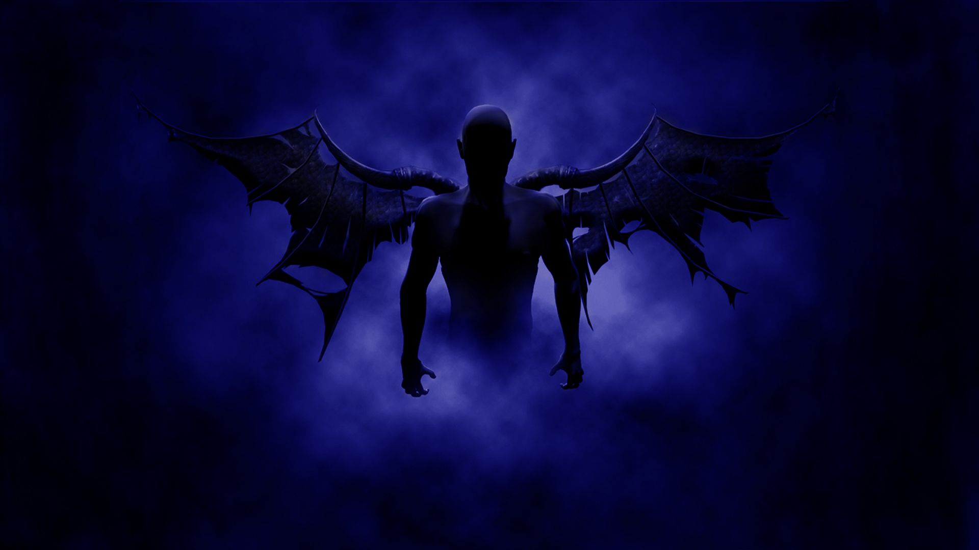 Blue Face Of Cartoon Demon With Black Background, Best Profile