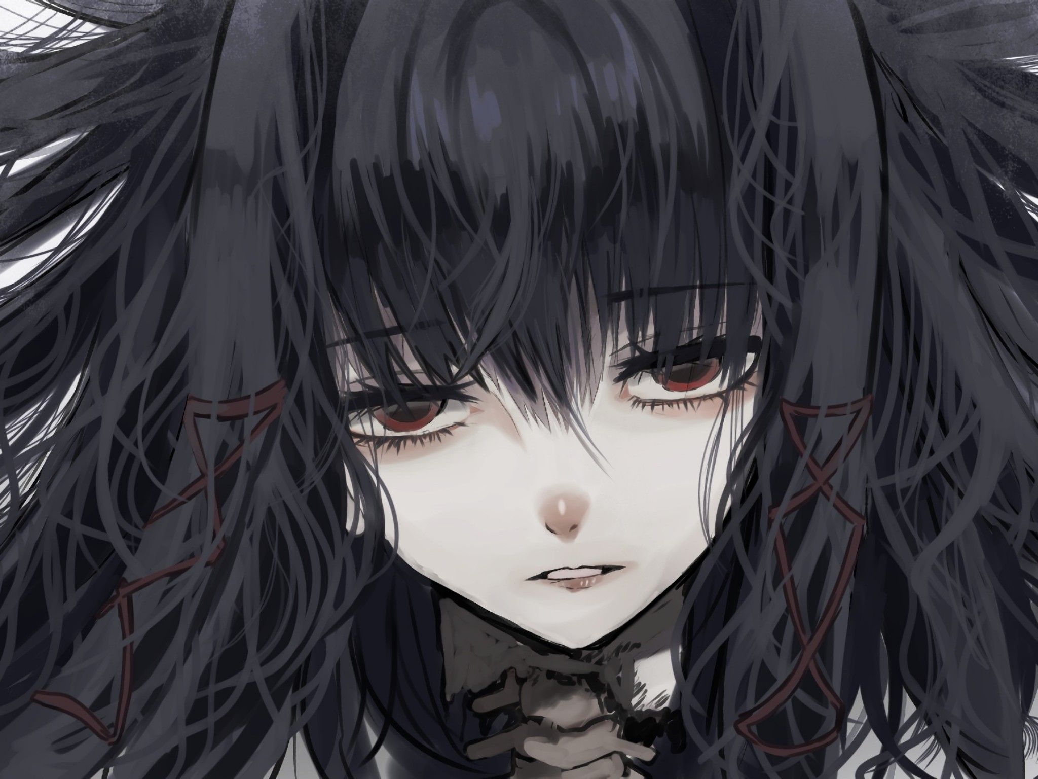 Download 2048x1536 Anime Girl, Gothic, Close Up, Depressed, Black Hair Wallpaper For Ainol Novo 9 Spark