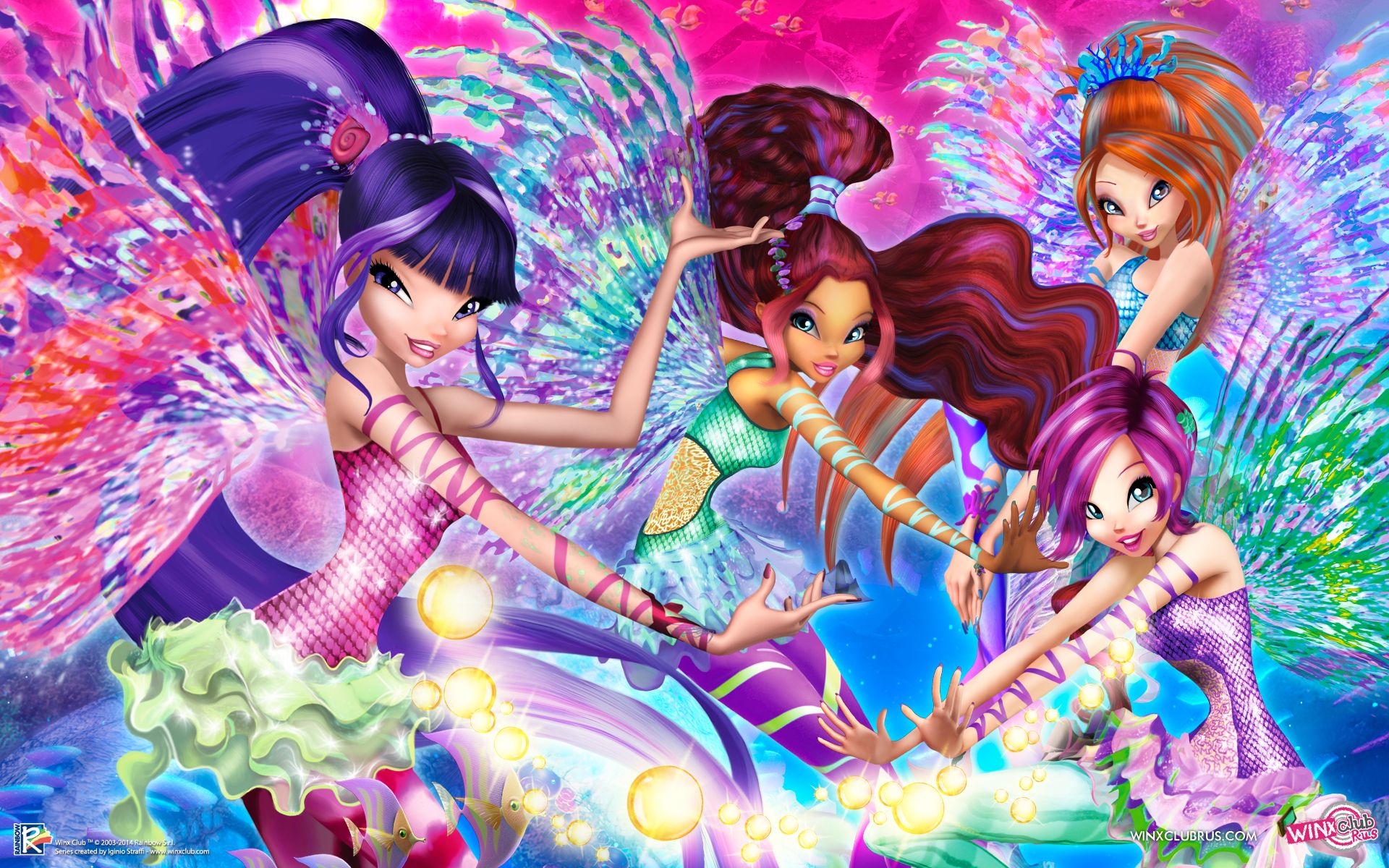 Winx Club new bright and colorful wallpaper with lots of transformations and styles