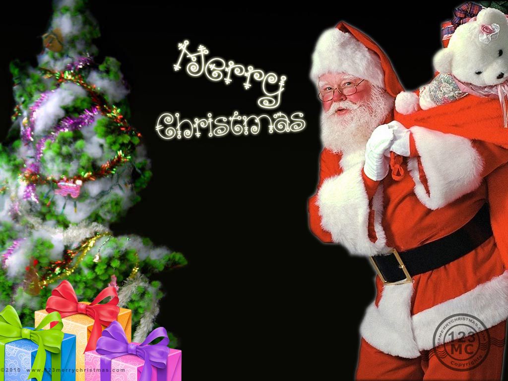 Santa clause with gifts and tree