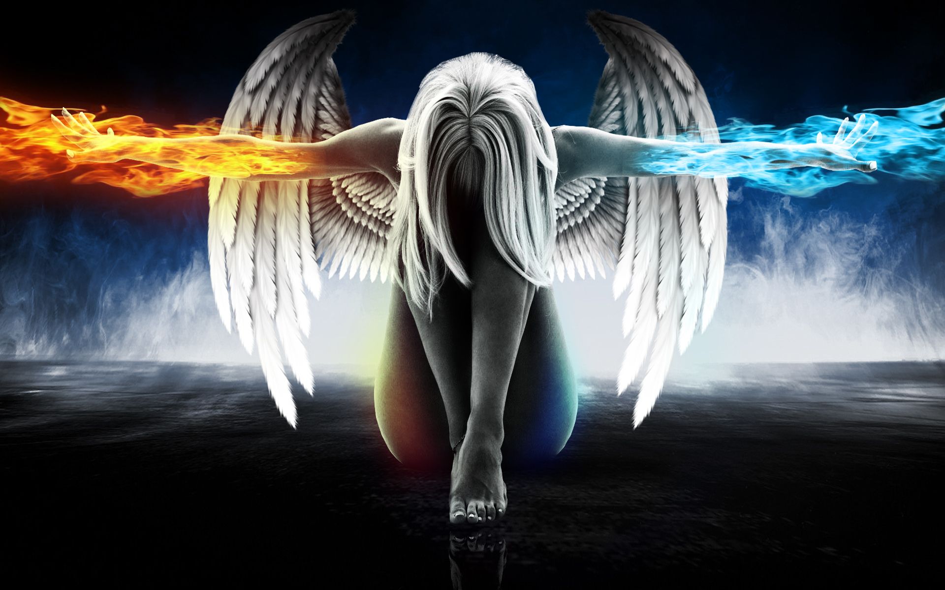 Fire And Ice Angel Wallpaper & Background Download