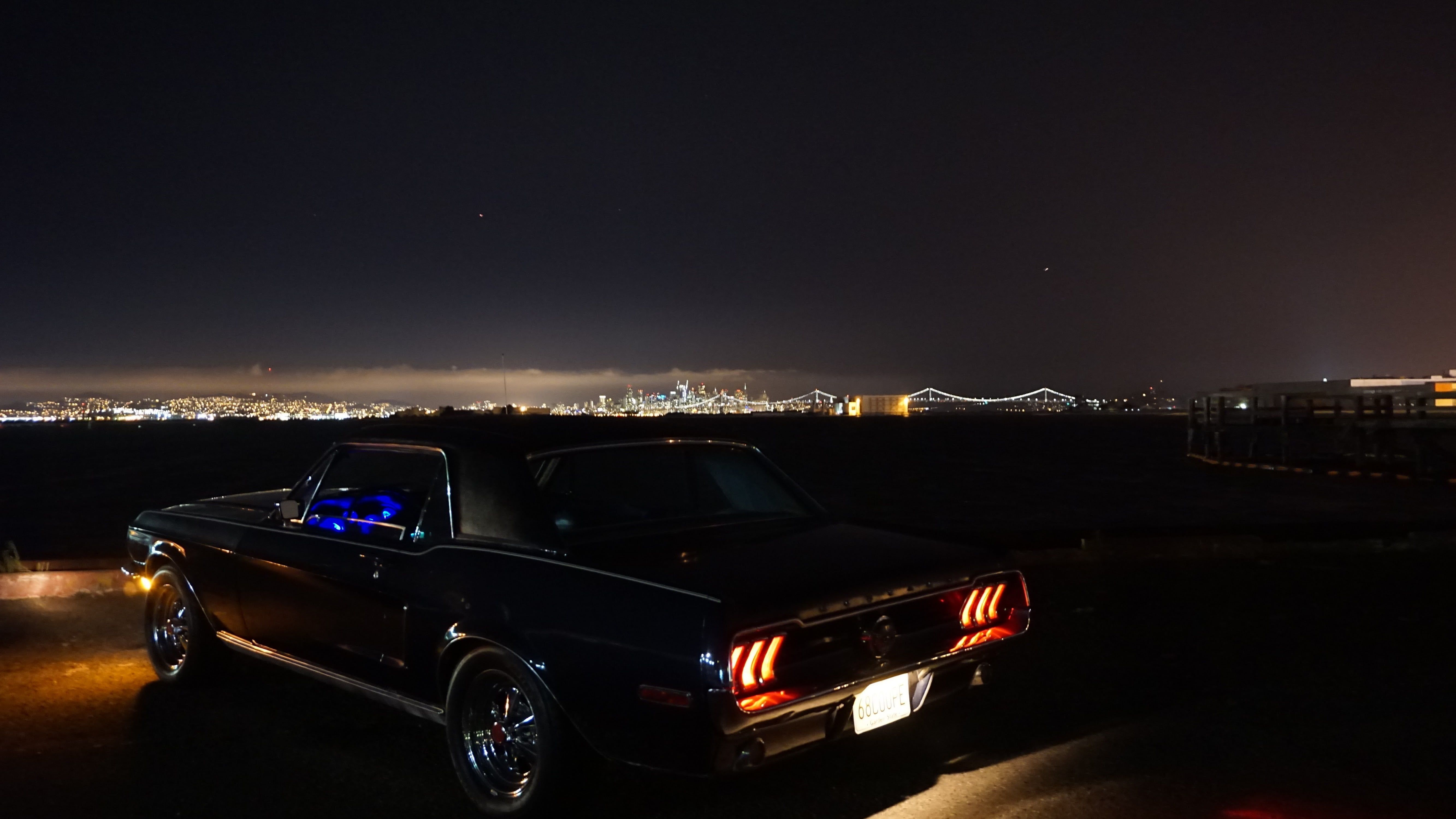 Classic Mustang At Night