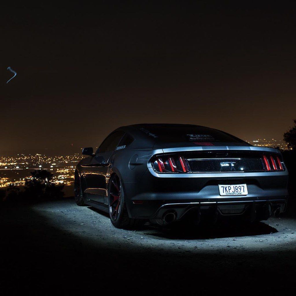 Black Ford Mustang Coupe in Night. Professional muscle car photo session 2018. Ford mustang coupe, Mustang coupe, Ford mustang