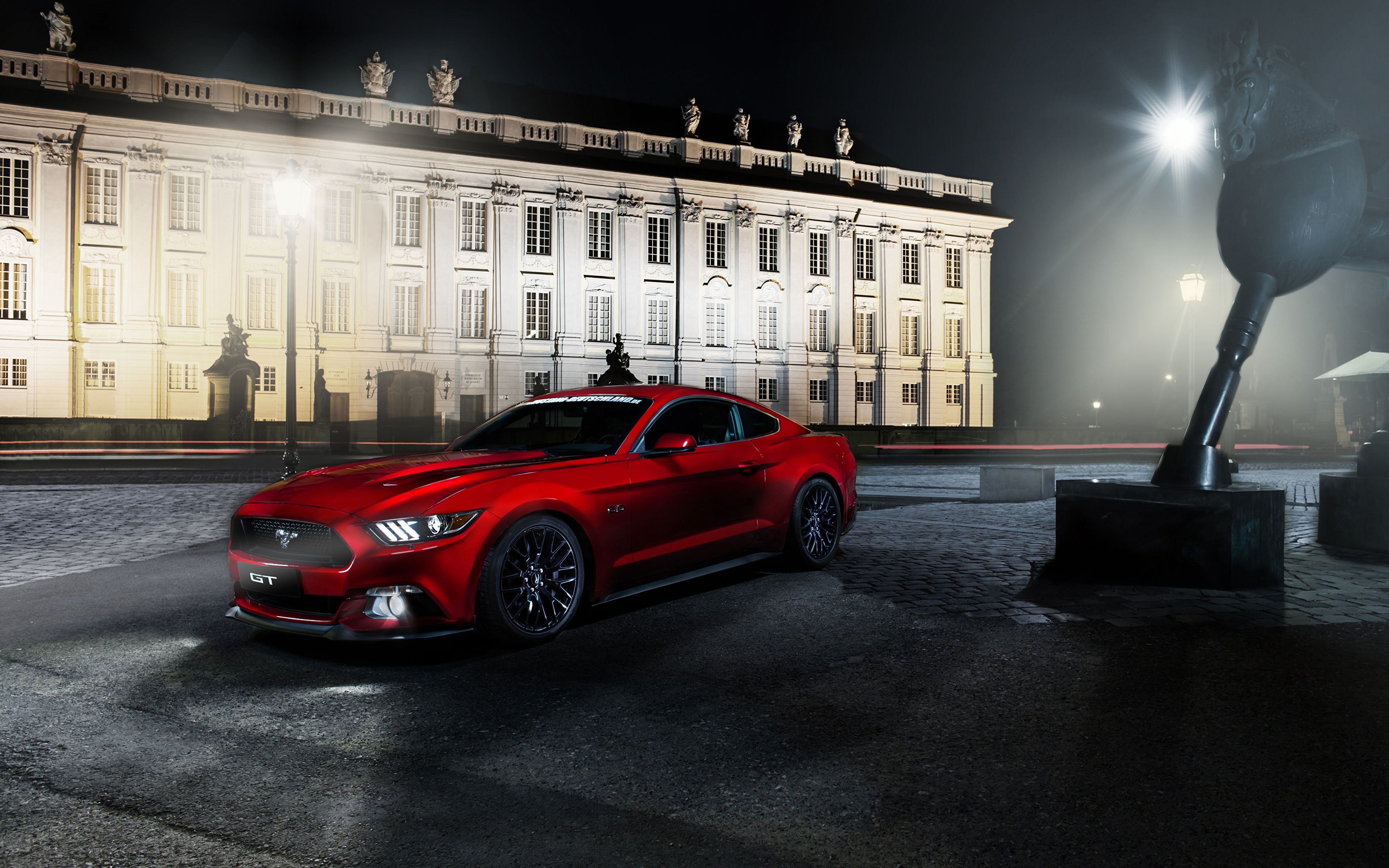 Photos Ford Mustang GT 5.0 2015 Red auto night time 3840x2400