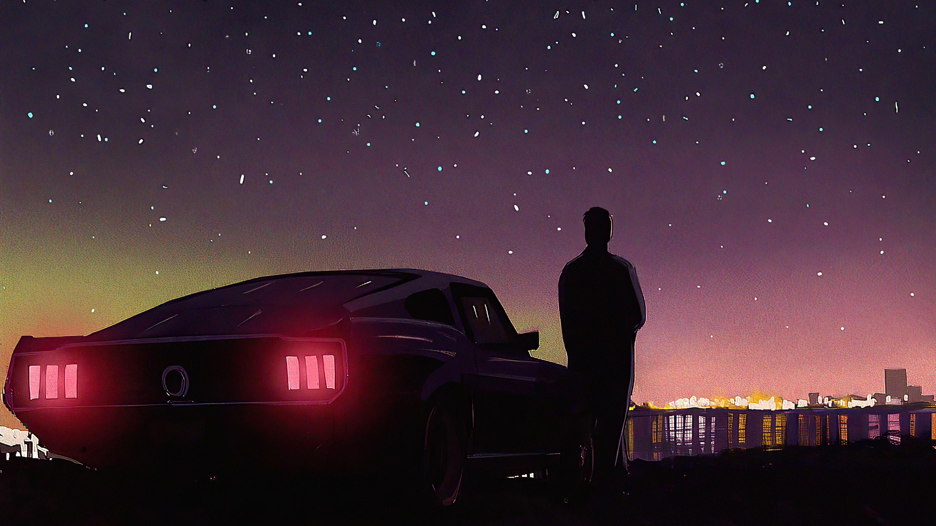 Retrowave Nights With Ford Mustang 4k Laptop Full HD 1080P HD 4k Wallpaper, Image, Background, Photo and Picture