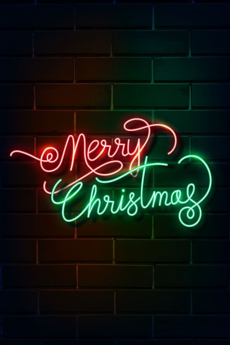 Download premium vector of Merry Christmas neon sign on a dark brick wall. Merry christmas wallpaper, Neon signs, Merry christmas image