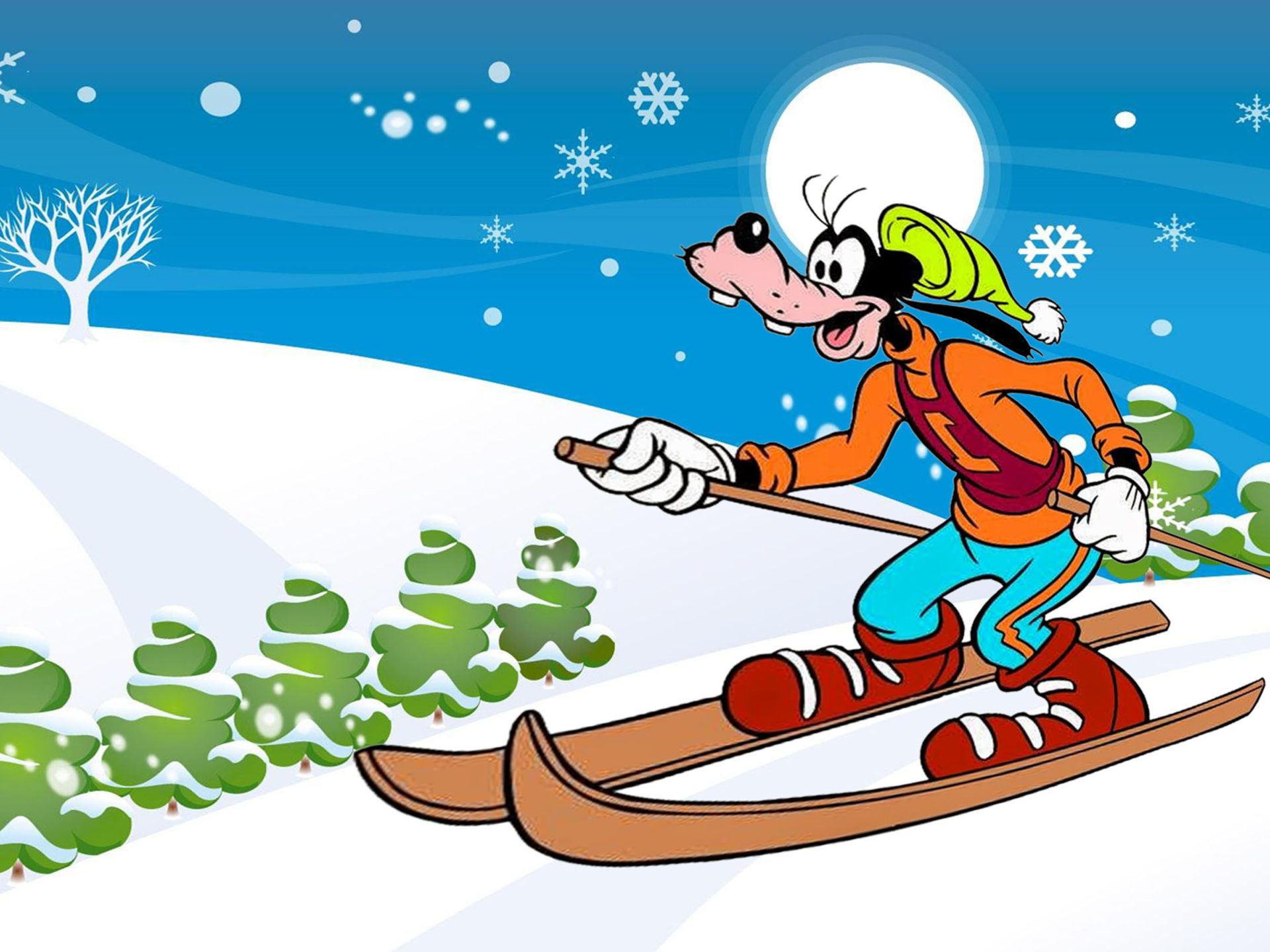 Walt Disney Cartoon Goofy Skiing Path Winter Mountain Snow Desktop HD Wallpaper For Mobile Phones And Computer 2880x1620, Wallpaper13.com