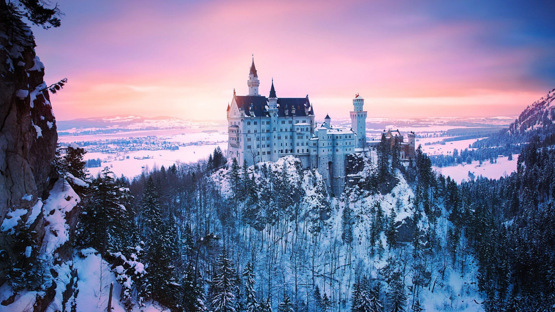 Download desktop wallpaper Germany Bavaria Neuschwanstein Castle Winter 1920x1080