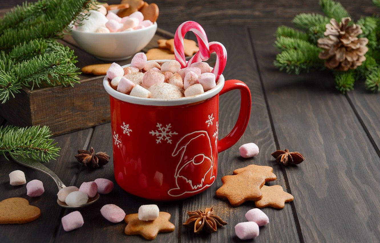 Wallpapers decoration, New Year, Christmas, mug, Christmas, cup, New Year, cocoa...