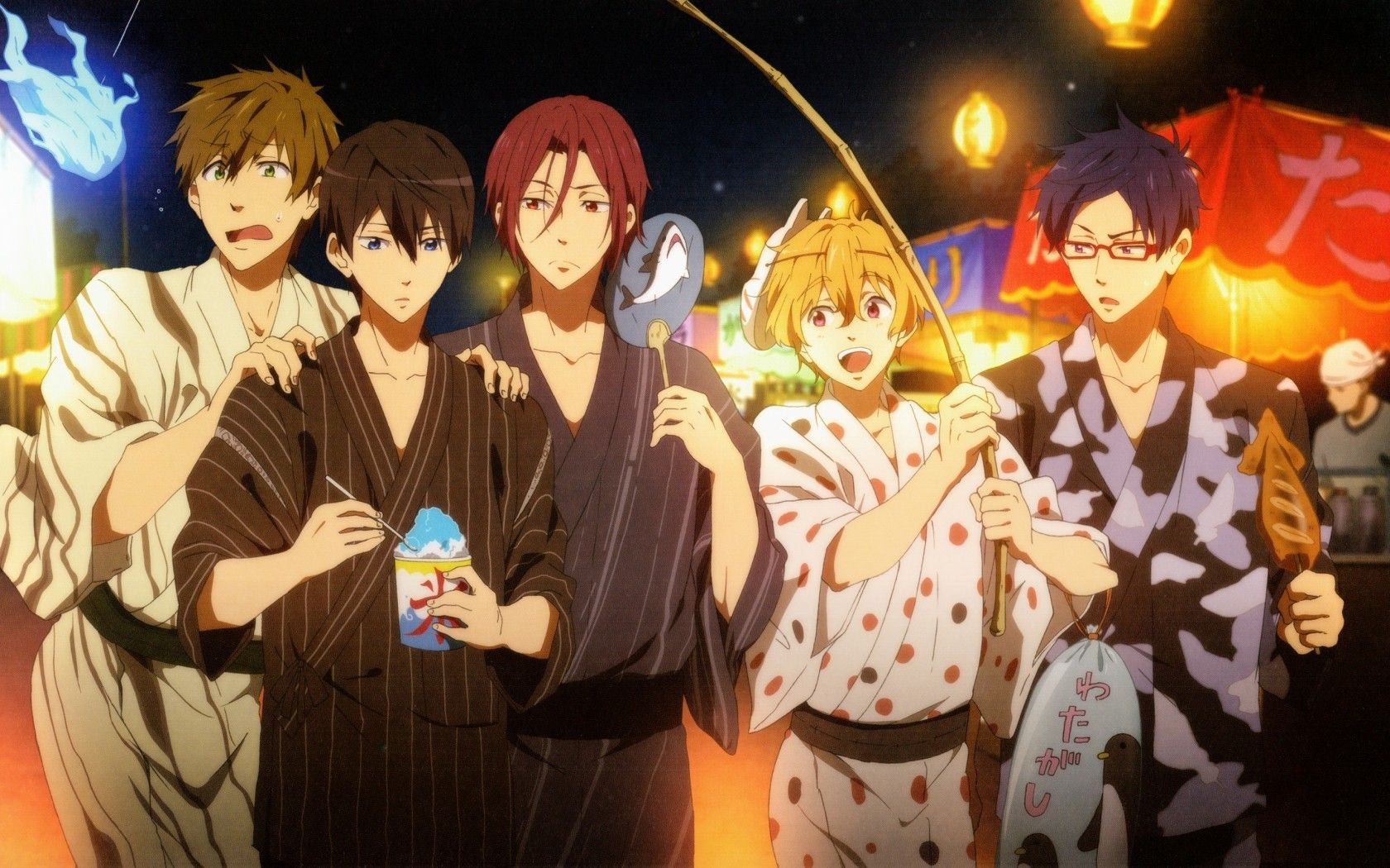 Download 1680x1050 Free! Swim Club, Festival, Yukata, Friends, Tachibana Makoto, Matsuoka Rin Wallpaper for MacBook Pro 15 inch