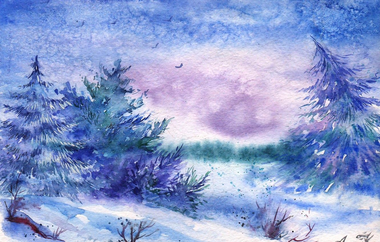 Winter Watercolour Wallpapers - Wallpaper Cave