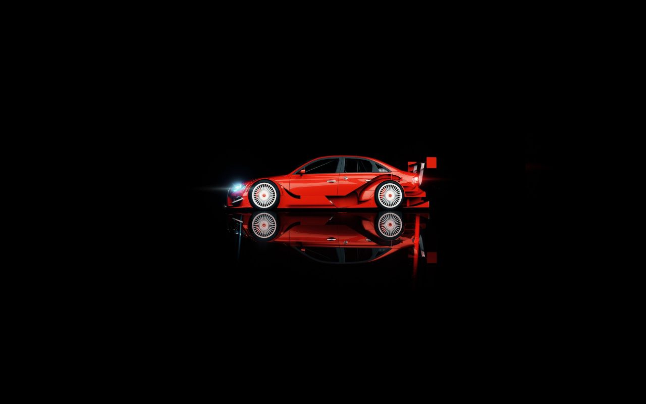 Download Red Audi, sports car, minimal, art wallpaper, 1280x Full HD, HDTV, FHD, 1080p, Widescreen